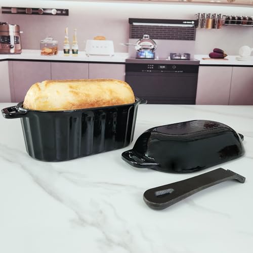 Black Enameled Cast Iron Bread Pan with Lid 4 Qt X87141