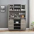 White Tall Farmhouse Coffee Bar Wine Cabinet with Sliding Barn Doors and Storage D891
