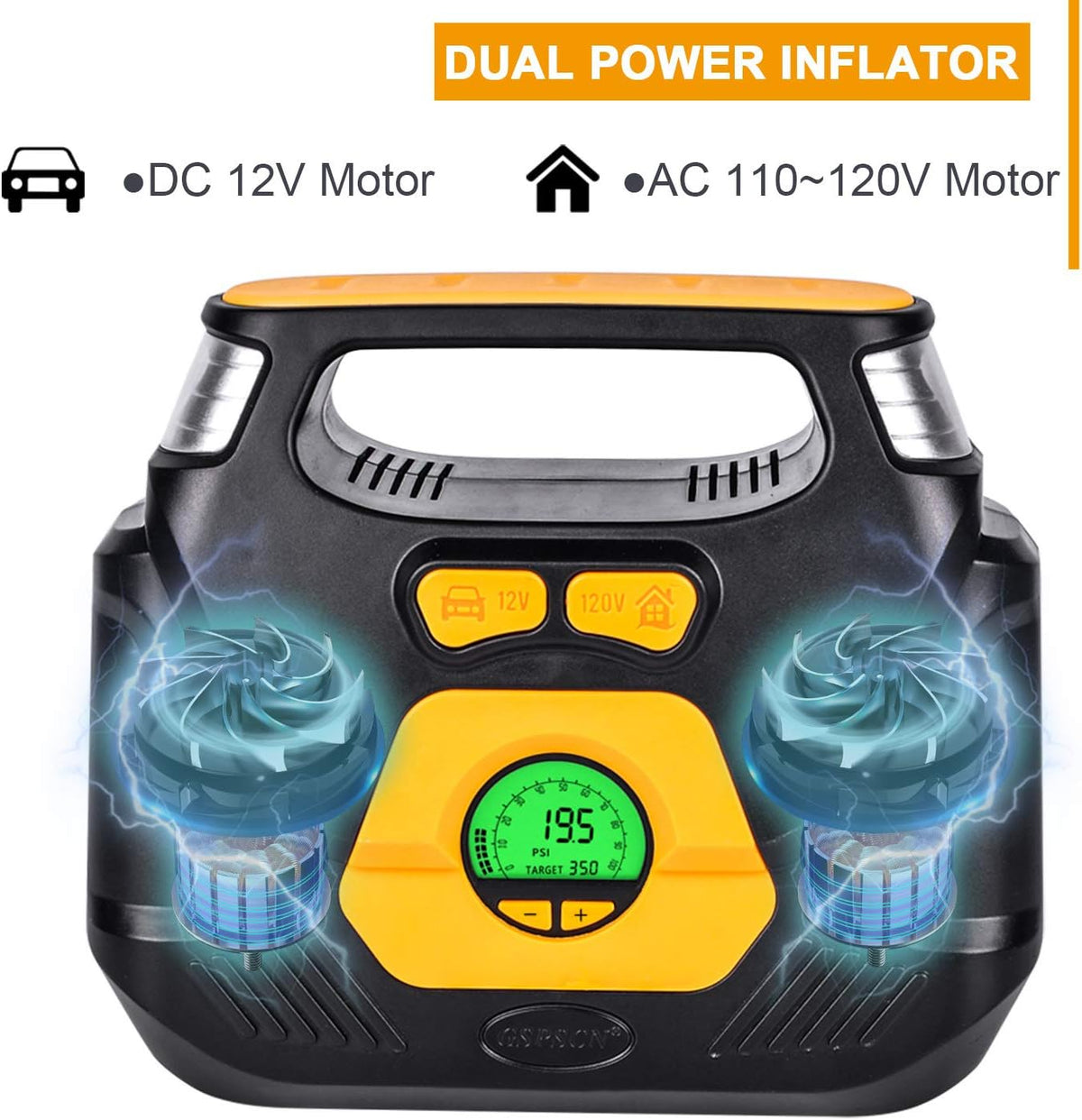 Portable AC/DC Digital Air Compressor Tire Inflator L808919