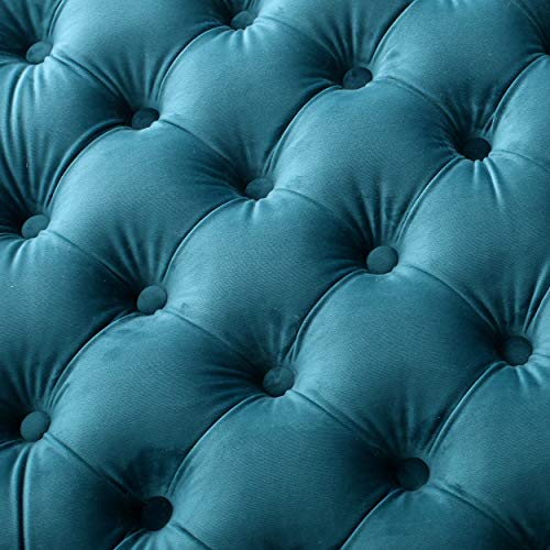 Dark Teal Velvet Ottoman E840