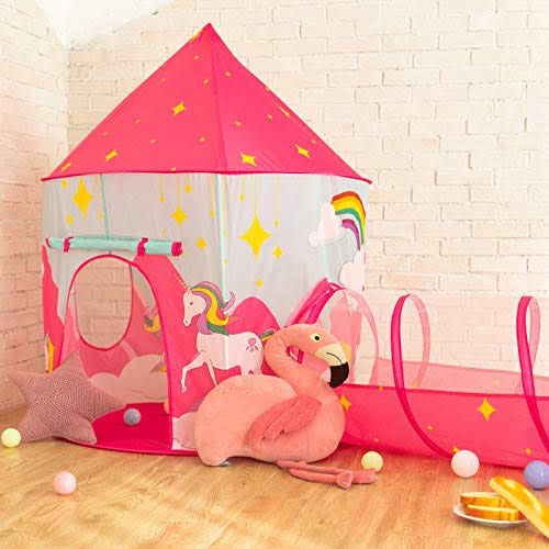 3pcs Kids Play Tent, Crawl Tunnel & Ball Pit with Basketball Hoop W74847