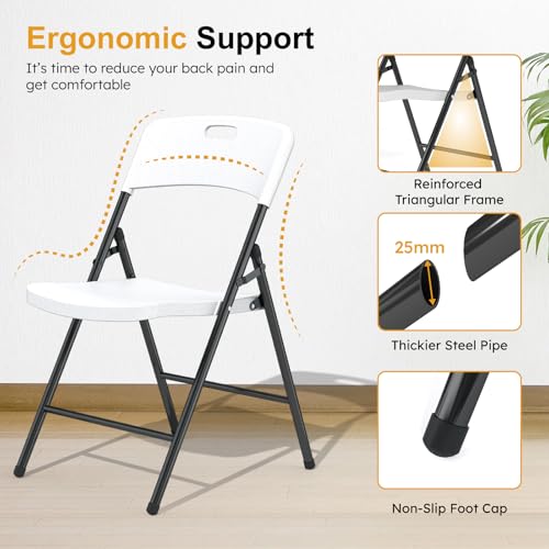 White Plastic Folding Chairs, 6 Pack V152010