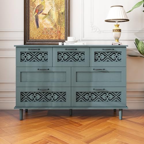 Blue 3 Door 3 Drawer Wooden Sideboard Cabinet Y956