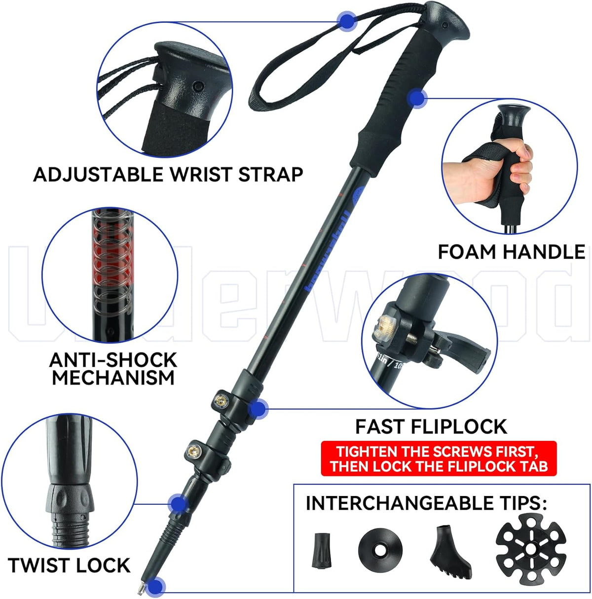 2 Pack Adjustable Aluminum Trekking Poles O8795