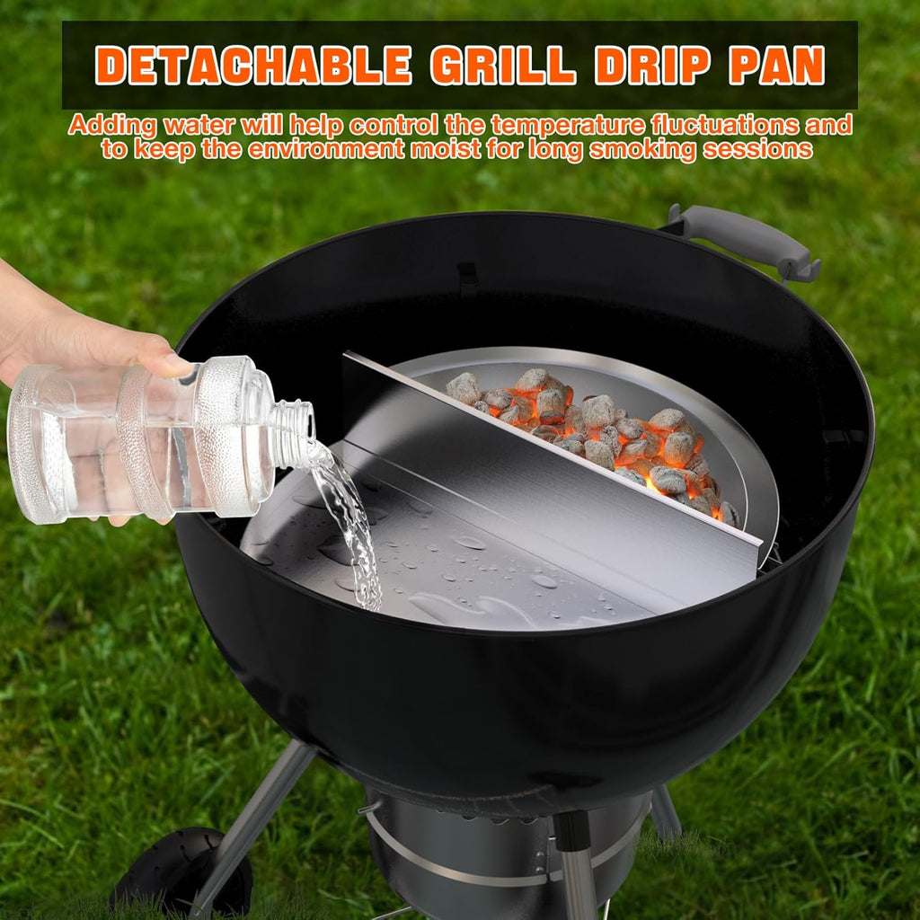 Stainless Steel Detachable Grill Drip Pan with Removable Charcoal Divider V224