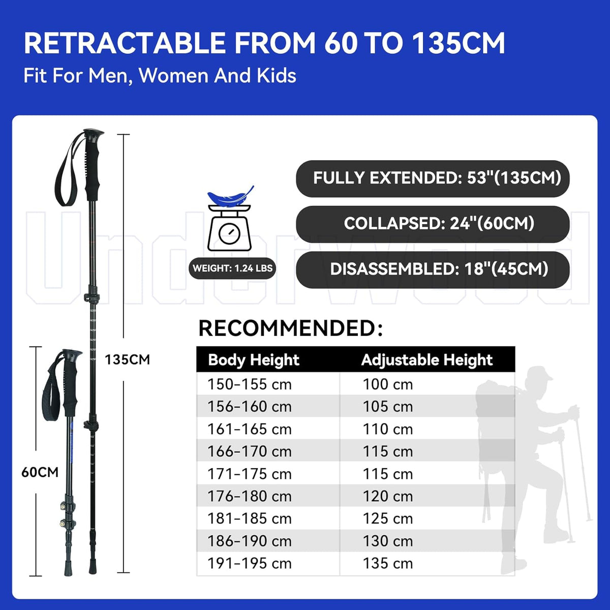 2 Pack Adjustable Aluminum Trekking Poles O8795