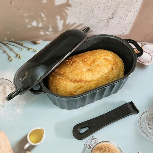 Black Enameled Cast Iron Bread Pan with Lid 4 Qt X87141