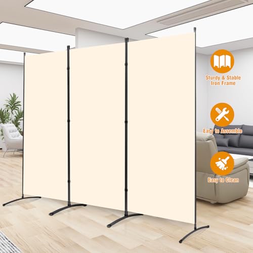 Grey 3 Panel Folding Room Divider Screen with Metal Frame C759
