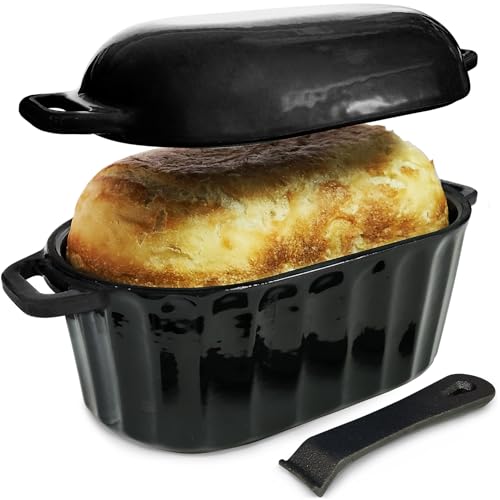 Black Enameled Cast Iron Bread Pan with Lid 4 Qt X87141