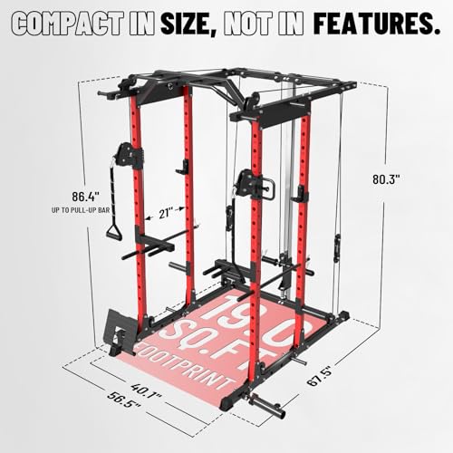 Power Cage with Cable Crossover System for Home Gym K98043