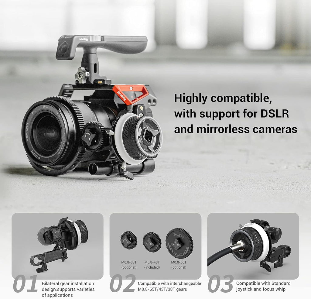 Mini Follow Focus with 15mm Rod Clamp and Gear Ring Belt V8266