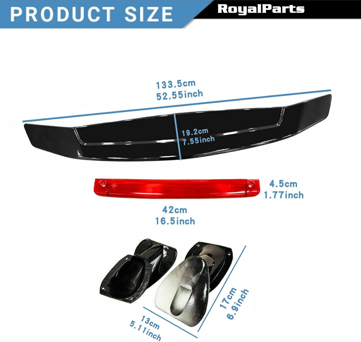 Rear Trunk Spoiler GT Wing 46Inch Lightweight Glossy Black Universal Car K986477