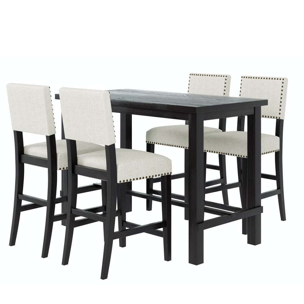 5 Piece Counter Height Dining Table Set with 4 Cushioned Chairs S864500