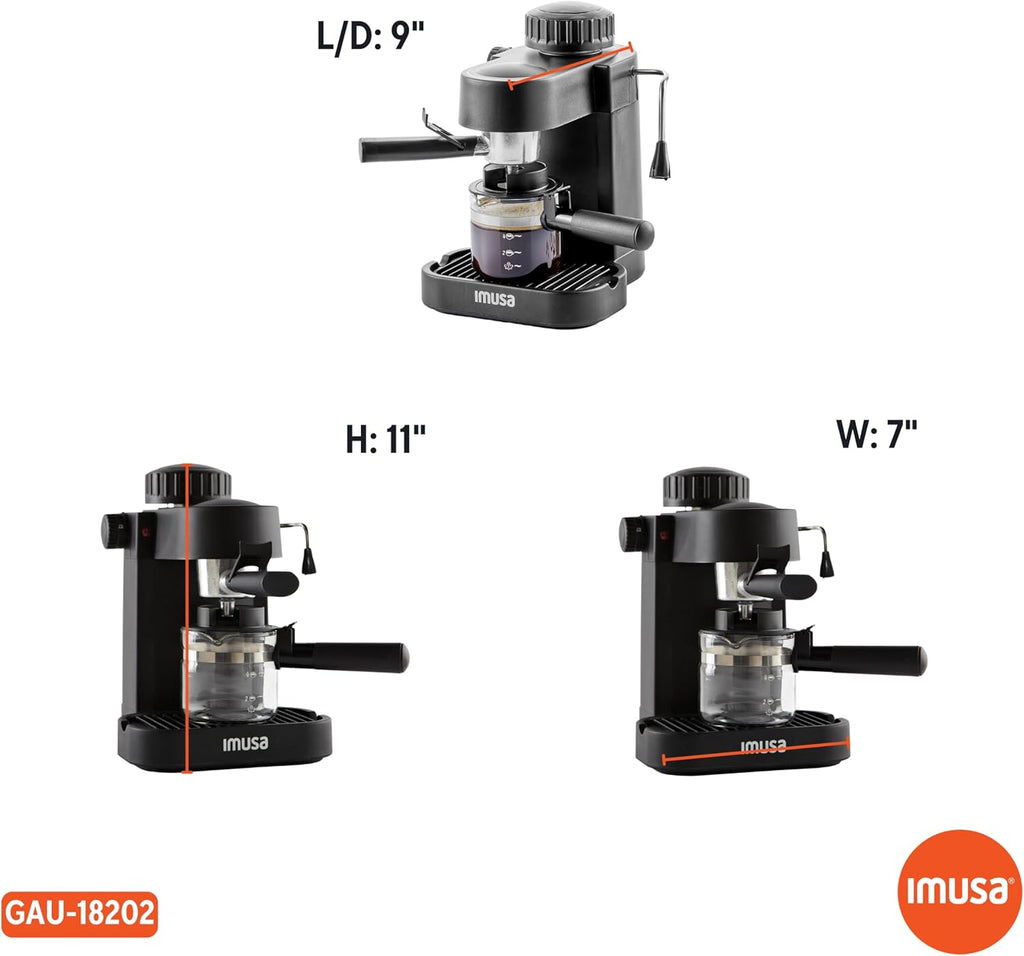 4 Cup Espresso Cappuccino Maker, Black S62104