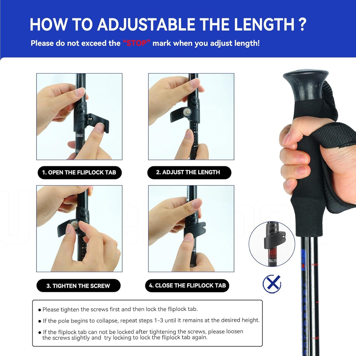 2 Pack Adjustable Aluminum Trekking Poles O8795