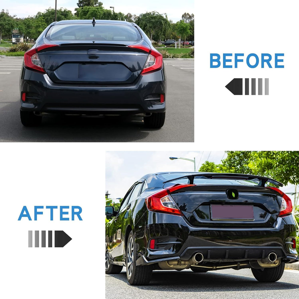 Rear Trunk Spoiler GT Wing 46Inch Lightweight Glossy Black Universal Car K986477