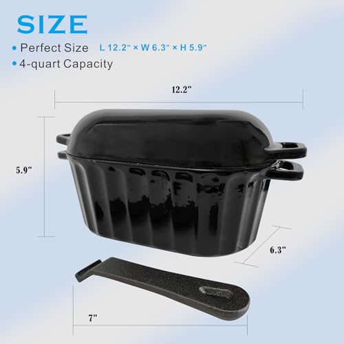 Black Enameled Cast Iron Bread Pan with Lid 4 Qt X87141