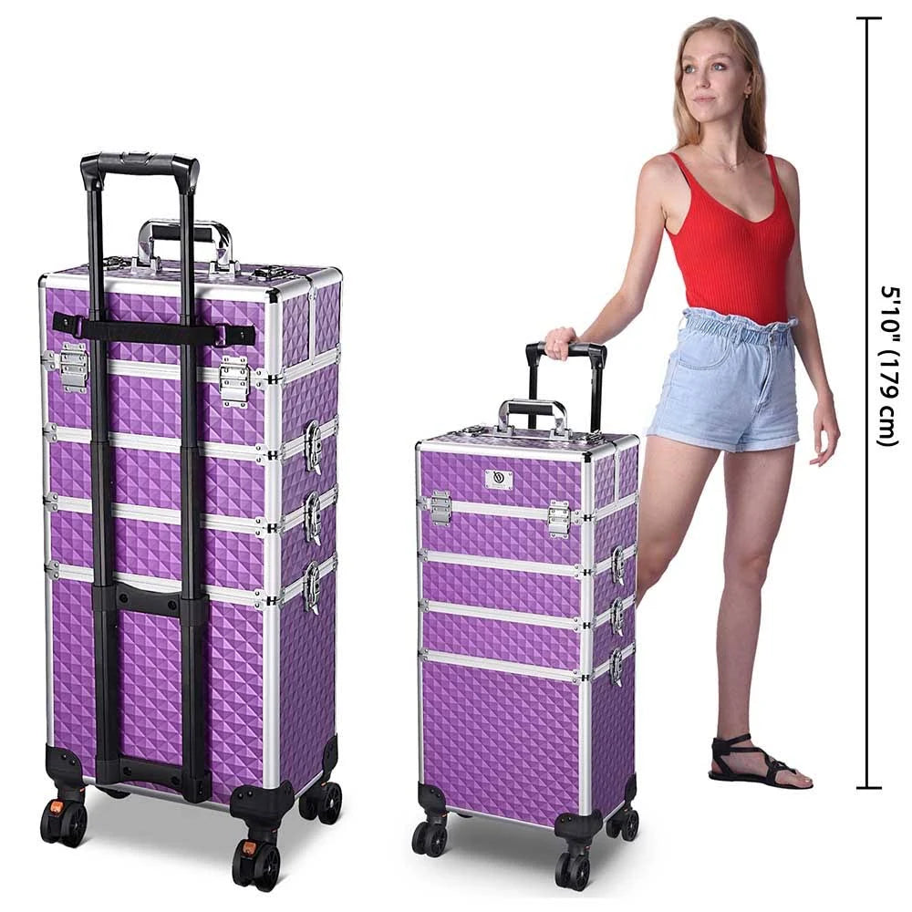 Purple Rolling Makeup Case Organizer D5153