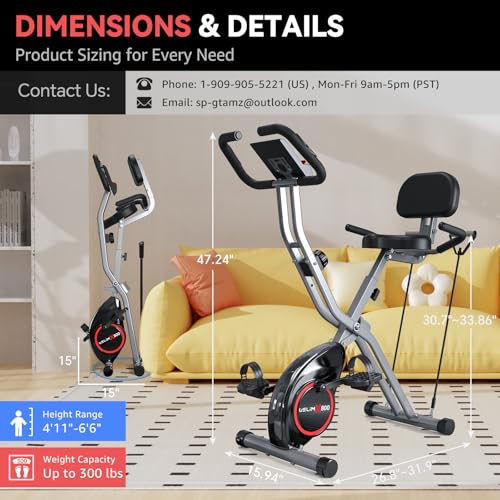 5 IN 1 Foldable Exercise Bike with 16-Level Magnetic Resistance H9167