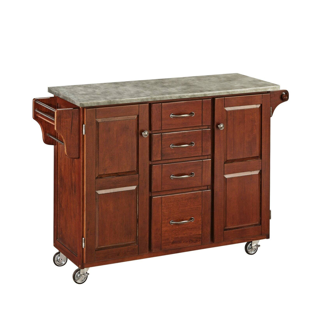 Cherry Kitchen Cart with Concrete Top O643