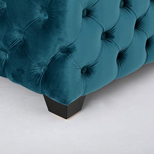 Dark Teal Velvet Ottoman E840