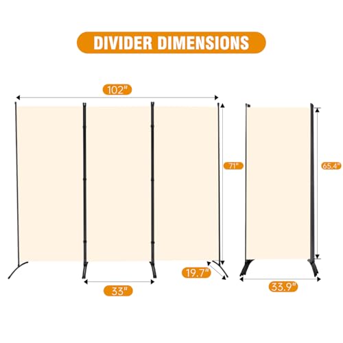 Grey 3 Panel Folding Room Divider Screen with Metal Frame C759