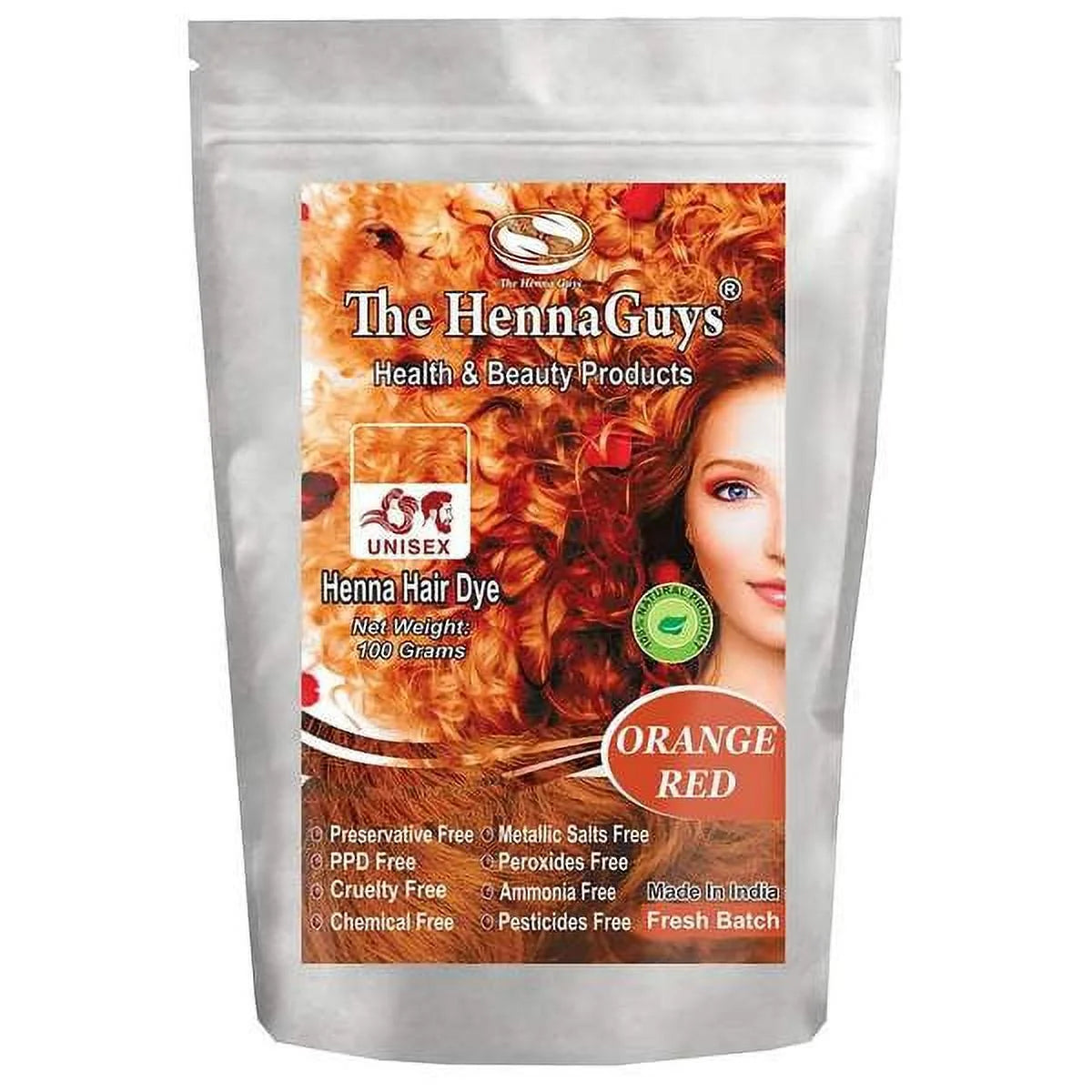 2 Packs Orange Red Henna For Hair 100 Grams A9584