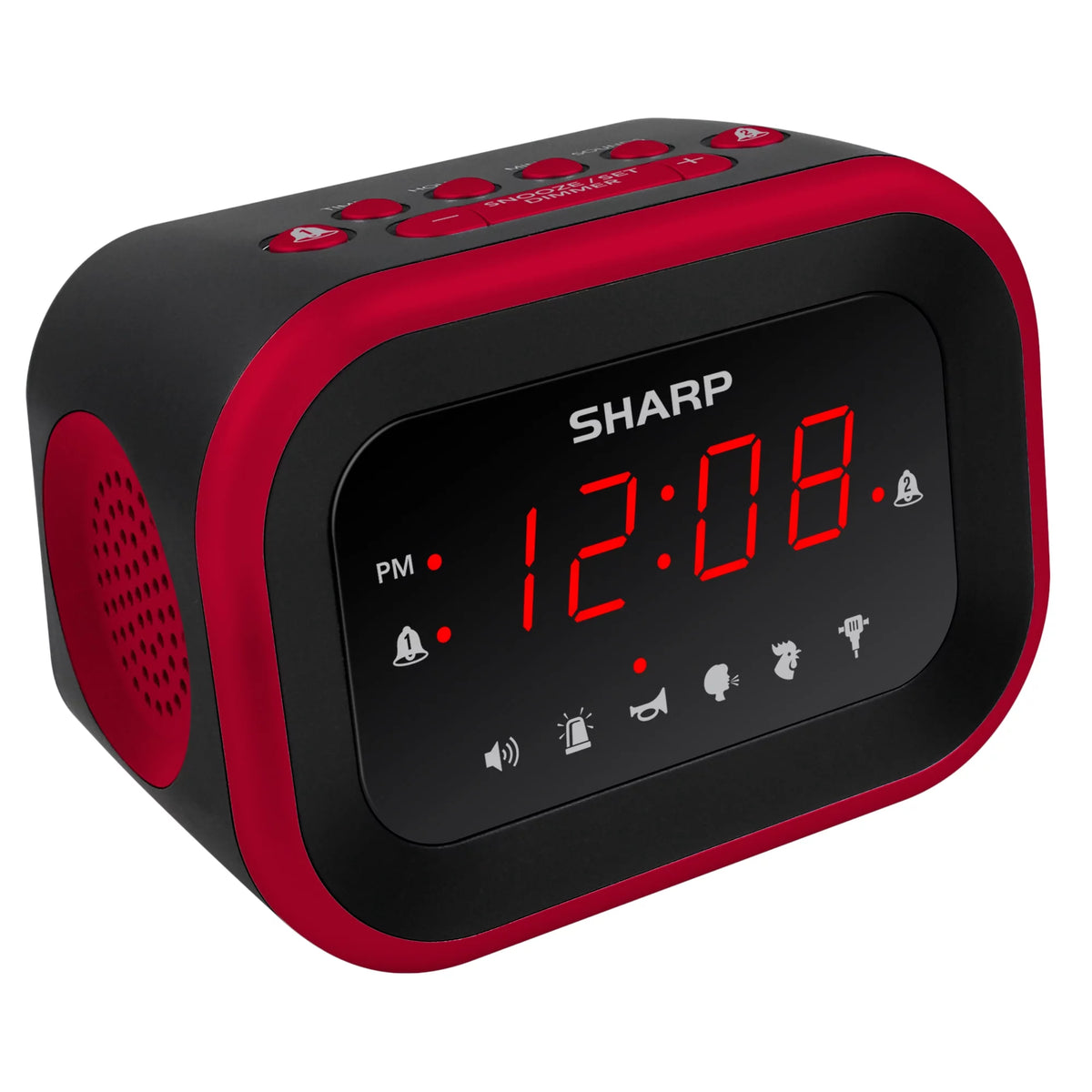 Red/Black Alarm Clock with 6 Wake Up Sounds E1351