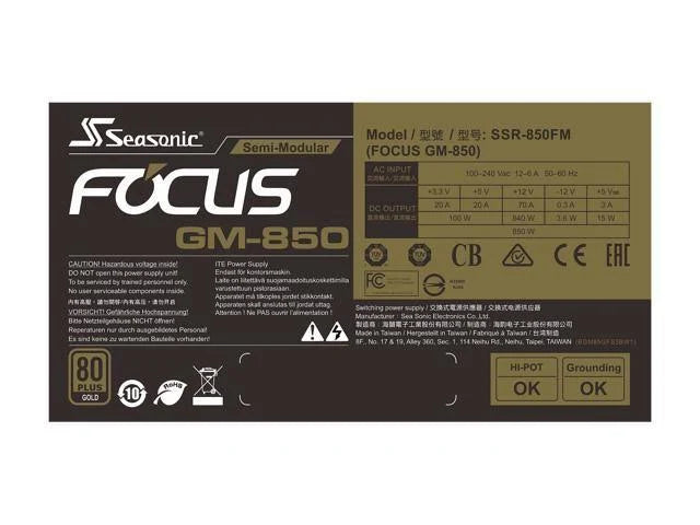 850W 80+ Gold Semi-Modular Power Supply E757140