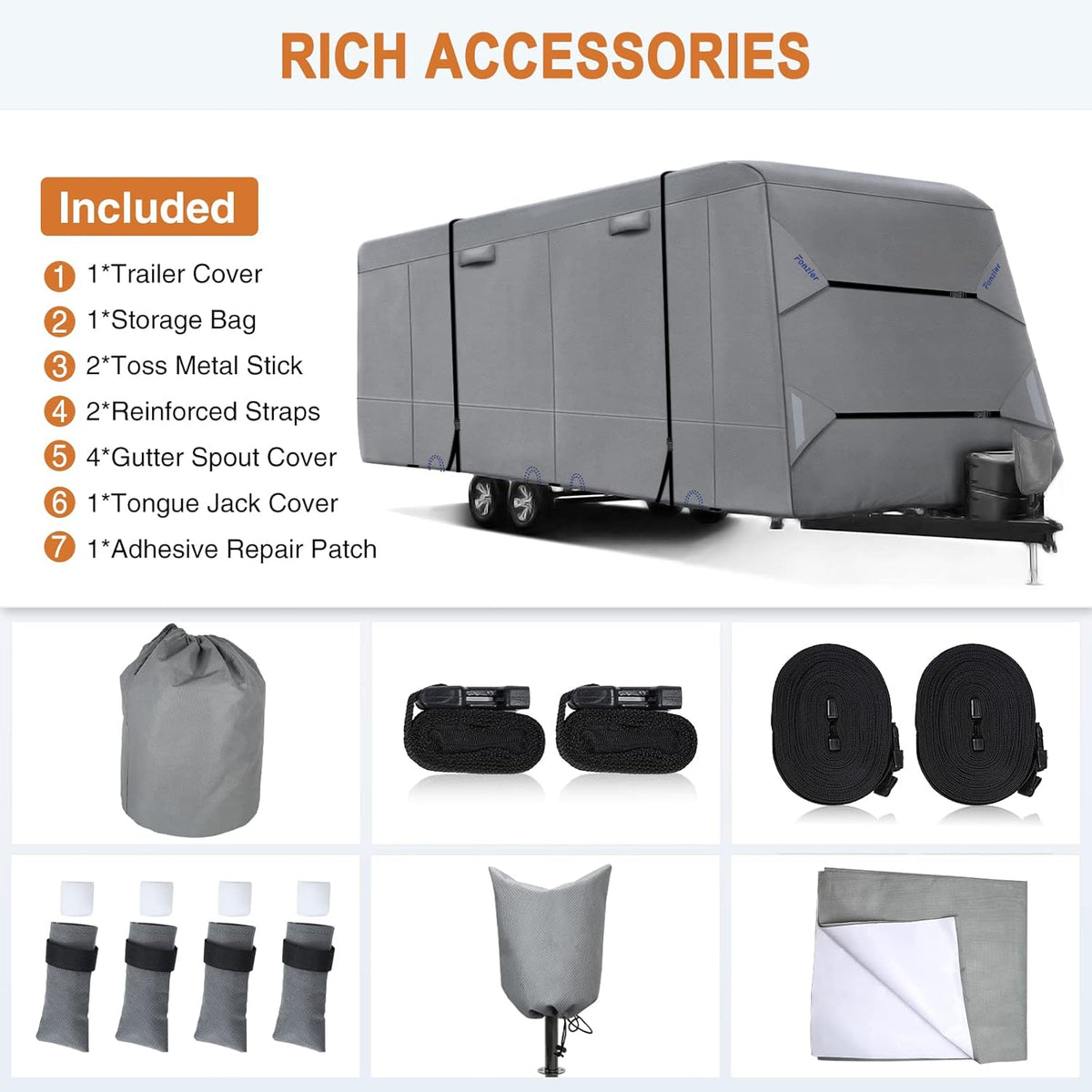 Heavy Duty 5 Layers Anti-UV Travel Trailer Cover S9690