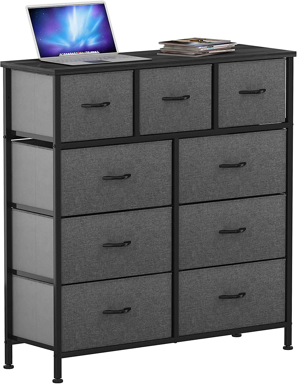 Light Grey 9 Drawer Fabric Dresser L50339