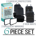 Double Baby Car Bundle - Car Seat Protector Cover, Baby Car Mirror, Kick Mat Organizer J94501