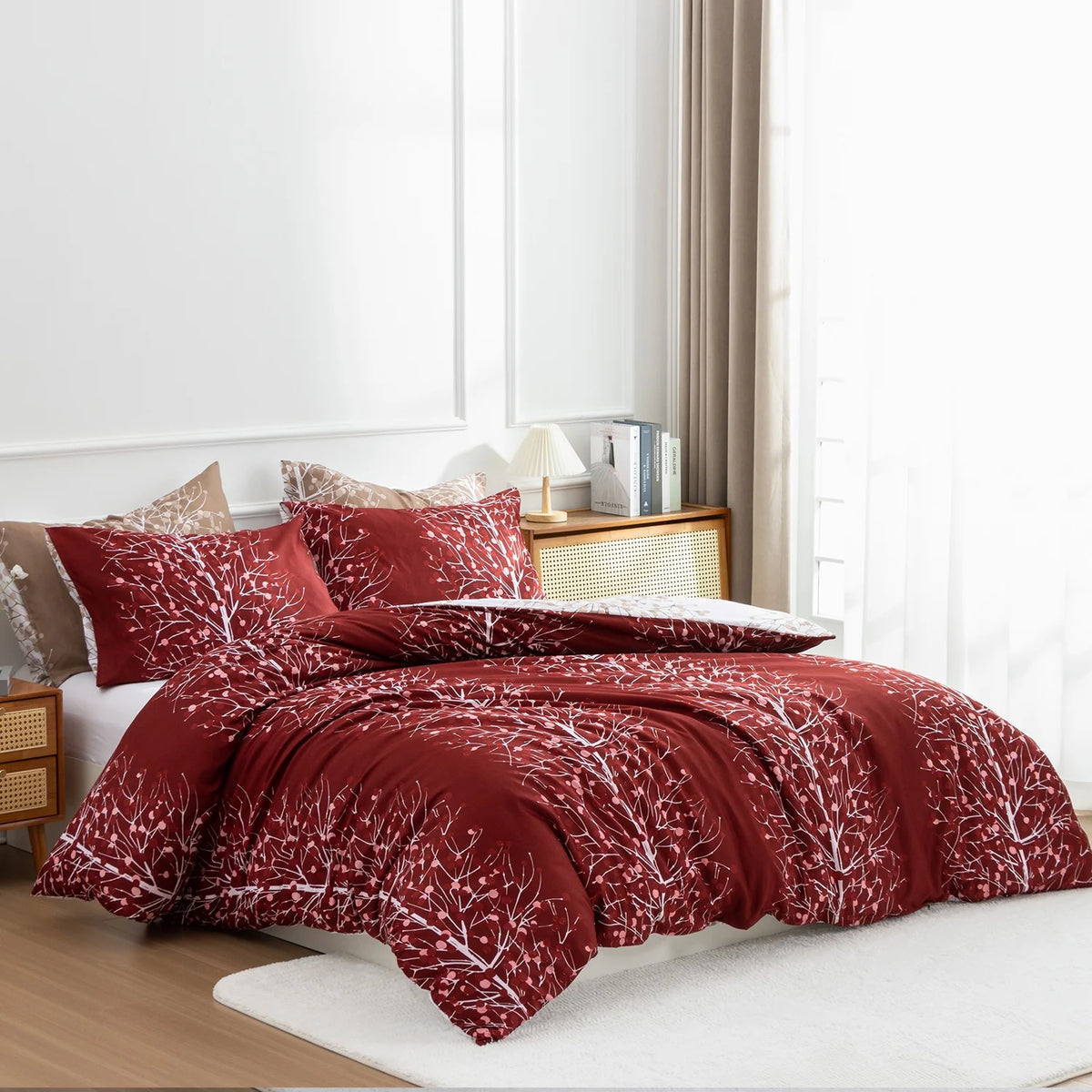 Terracotta Full Floral 3 Pcs Microfiber Comforter Set X5147
