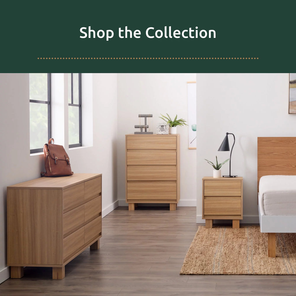 Modern Wood 2-Drawer Nightstand with Square Legs K5291