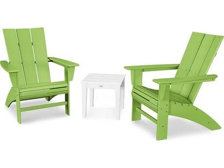 3-Piece Curveback Adirondack Chair Set in Sunset Red / White A8128