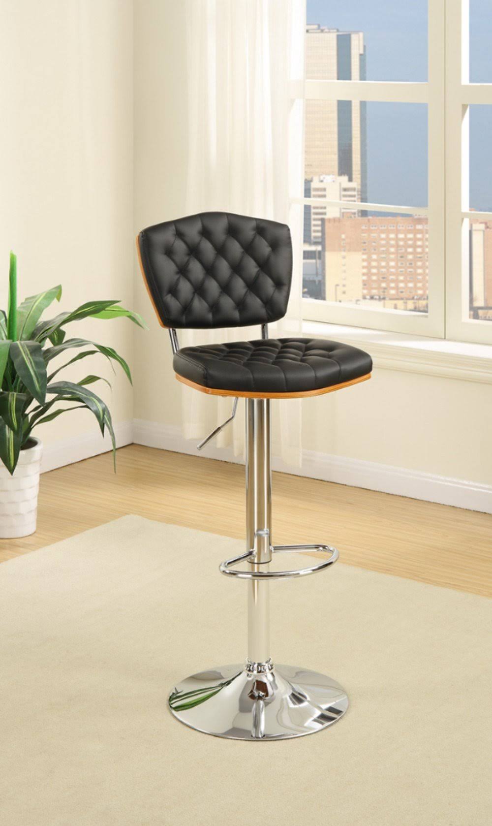 Black Tufted Barstool Set of 2 I757