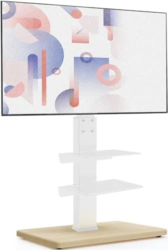 White Height Adjustable Swivel TV Floor Stand for 32-75 inch TVs R452