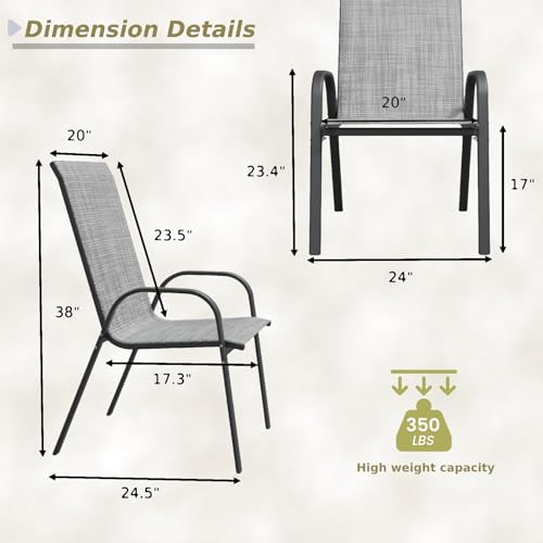 Grey Set of 4 Stackable Patio Dining Chairs M1304