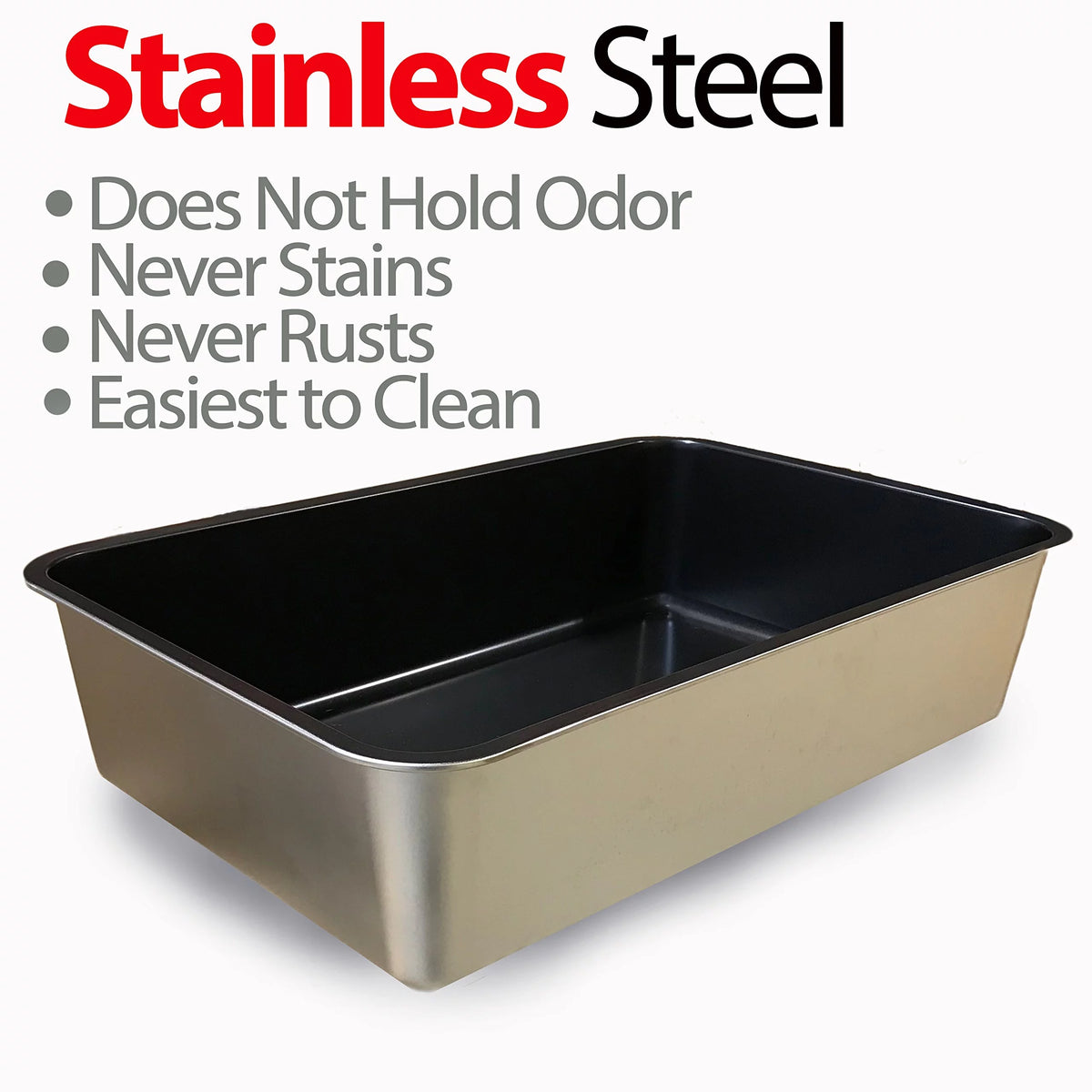 XL Non-Stick Stainless Steel Cat Litter Box U593
