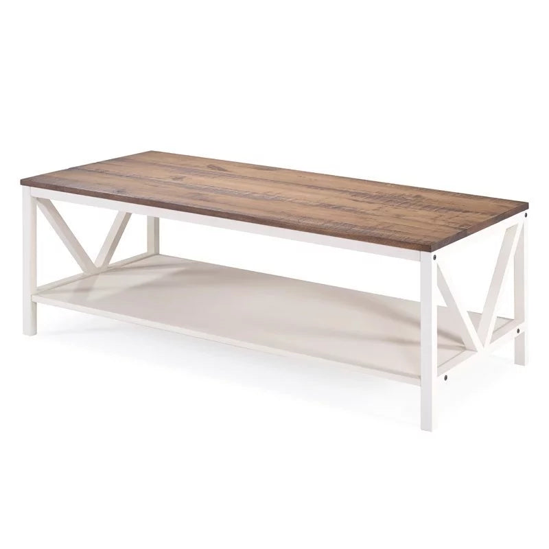 2 Piece Living Room Set with Coffee Table and End Table in White M38775