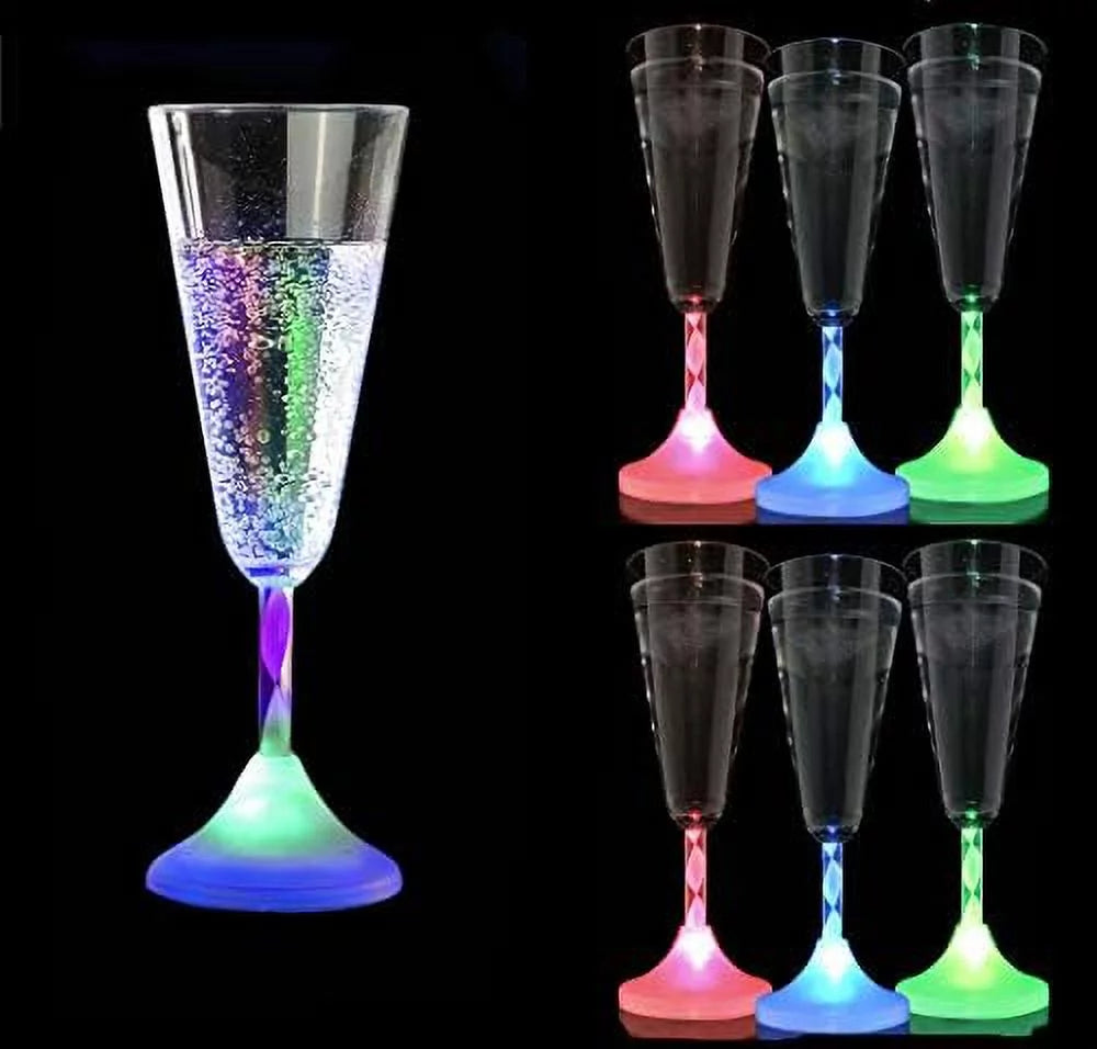 6 Oz LED Light Up Champagne Flutes Set Of 6 P310