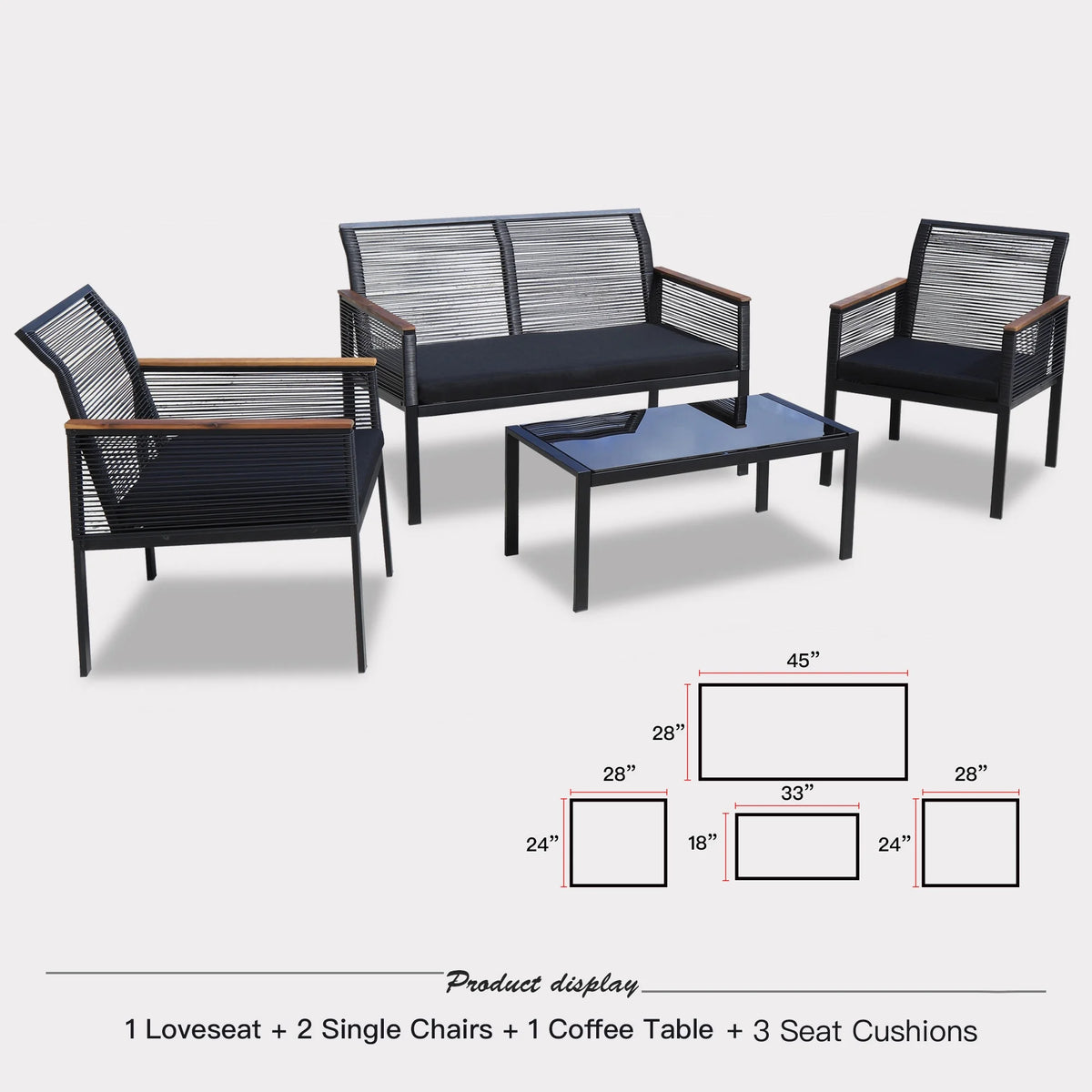 4 Piece All Weather Wicker Patio Sofa Set I87176