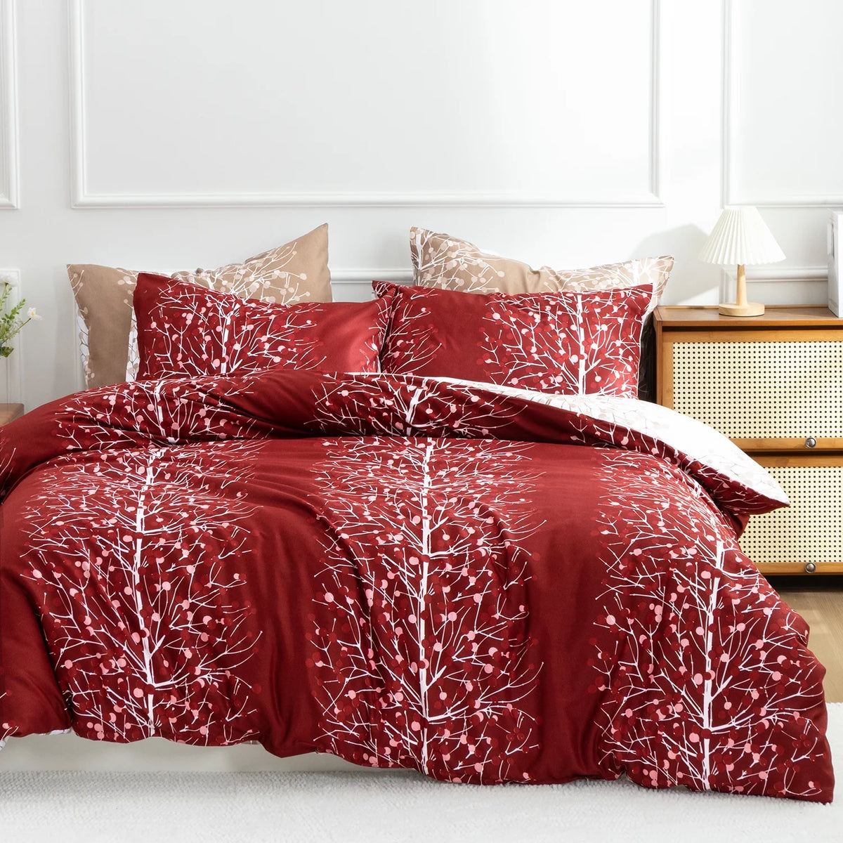 Terracotta Full Floral 3 Pcs Microfiber Comforter Set X5147