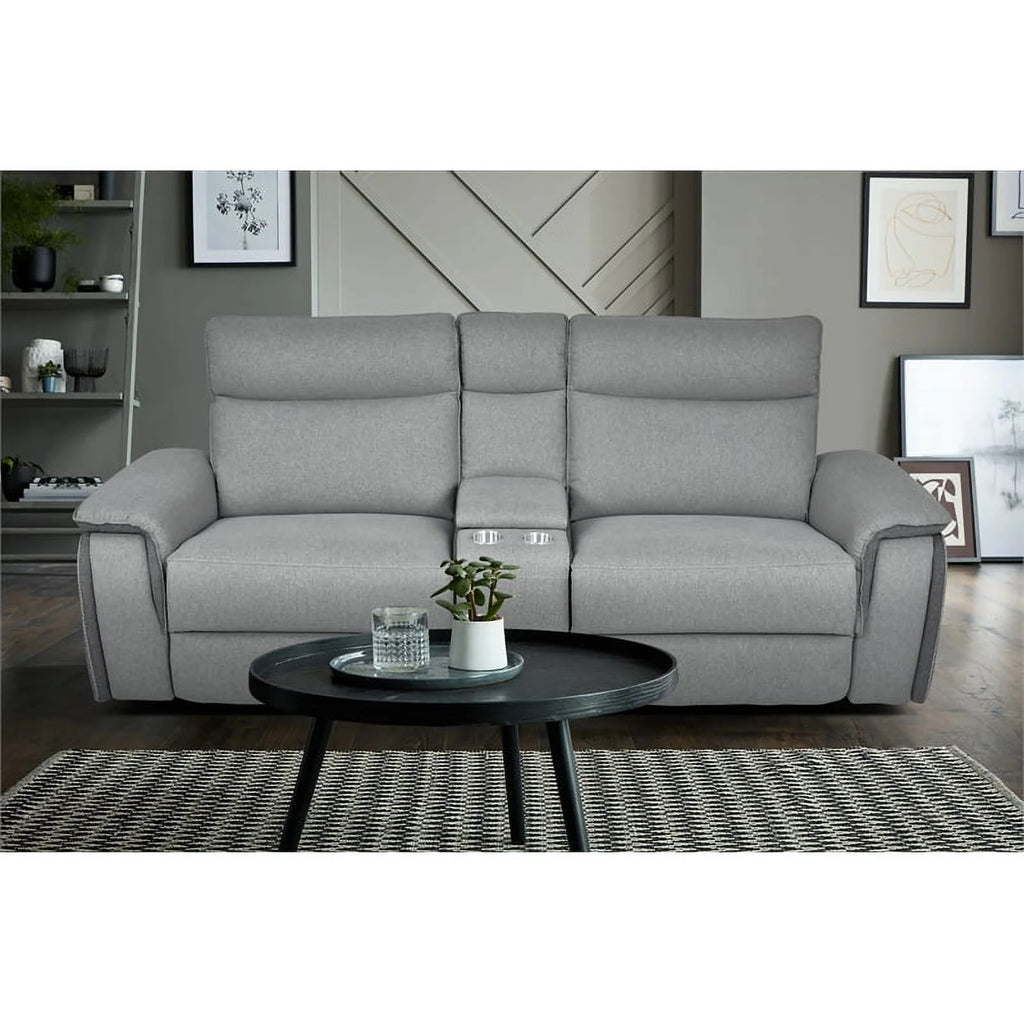 Taupe Gray Fabric Double Reclining Loveseat U470