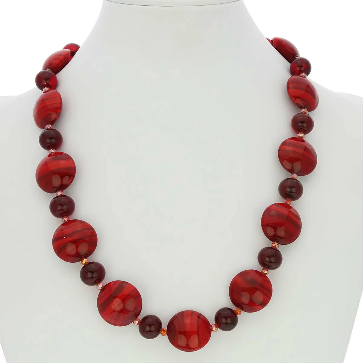 Ruby Red Murano Glass Necklace X5107