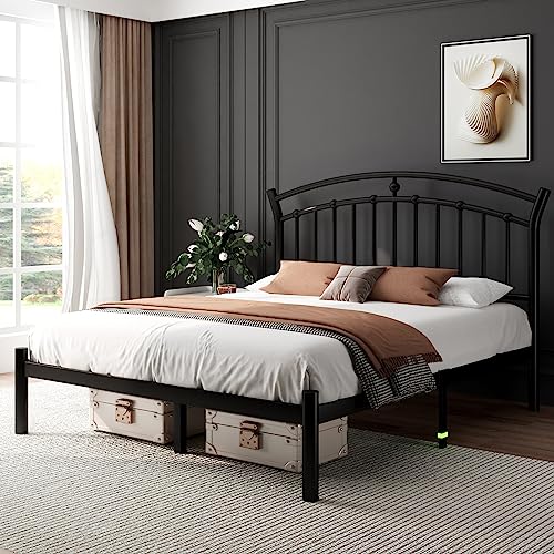 Full Black Metal Bed Frame with 13 Steel Slats Y211