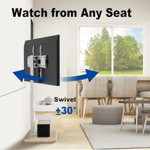 White Height Adjustable Swivel TV Floor Stand for 32-75 inch TVs R452
