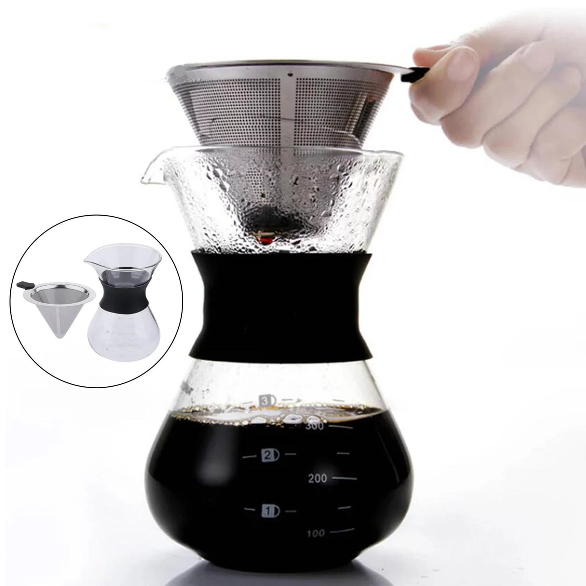 Glass Coffee Pot Coffee Brewer with Stainless Steel Filter, 14 Ounce M108837