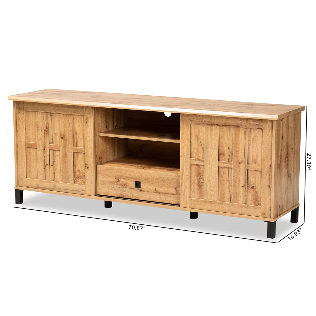 Oak Brown Wood 2-Door TV Stand V479507