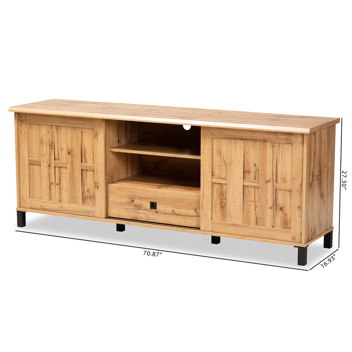 Oak Brown Wood 2-Door TV Stand V479507